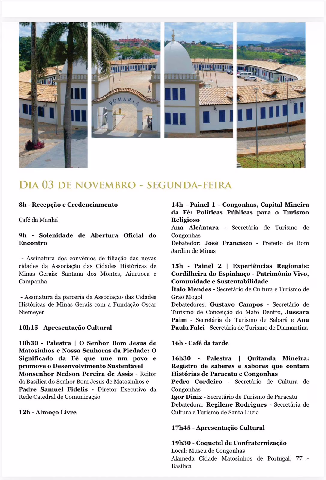 Fwd: Associação das Cidades Históricas de Minas Gerais divulga programação de seu último Encontro do ano