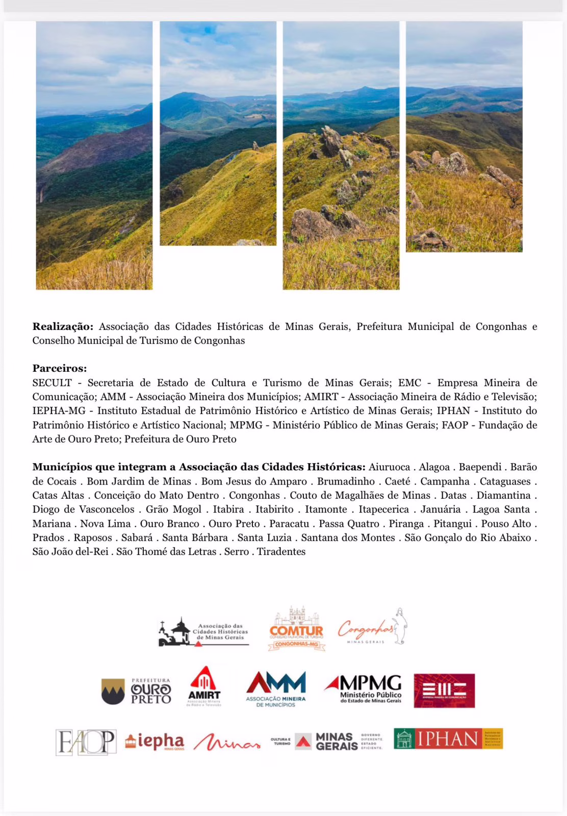 Fwd: Associação das Cidades Históricas de Minas Gerais divulga programação de seu último Encontro do ano