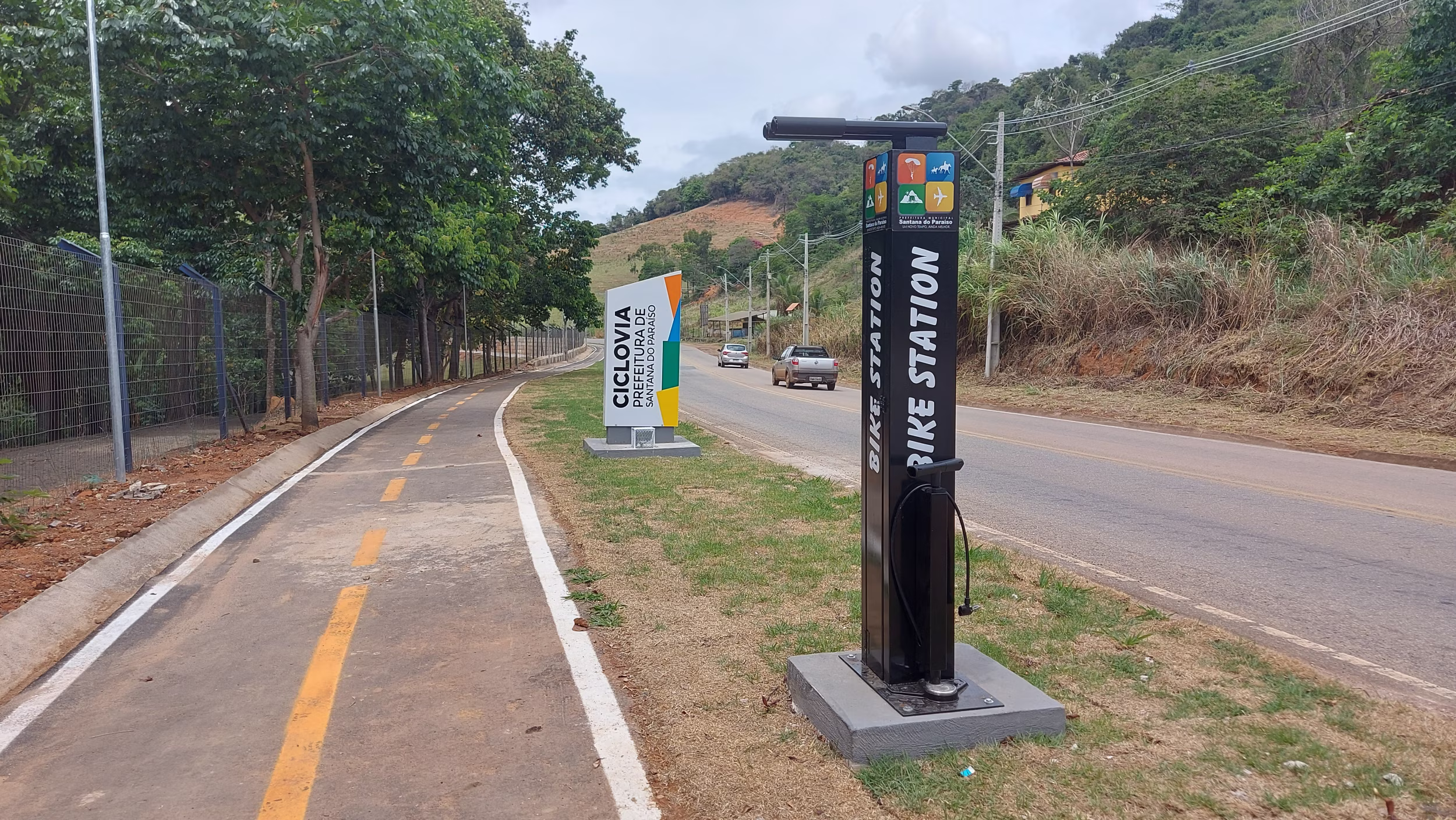 Local de manutenção para bicicletas ao longo do percurso