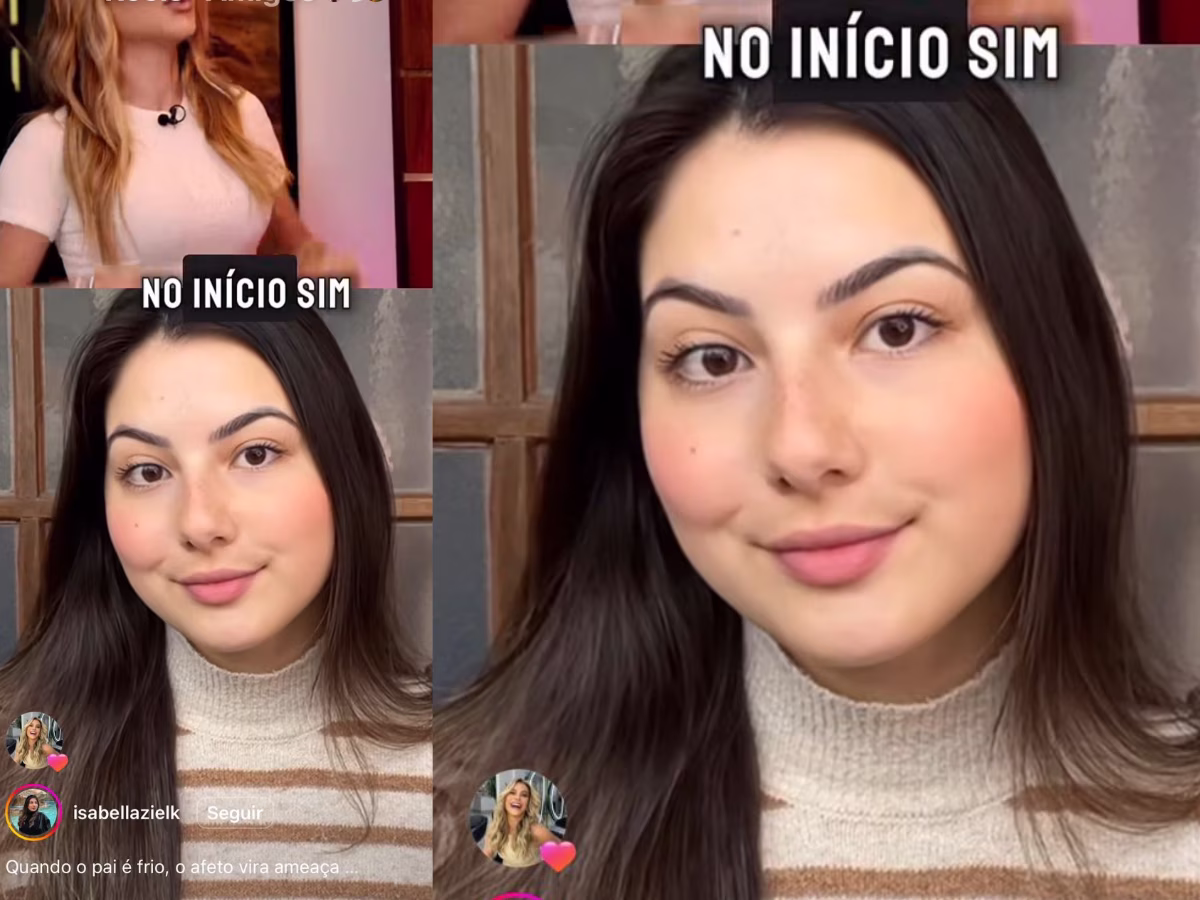 Poliana assiste a um vídeo que analisa Virgínia em suas relações afetivas