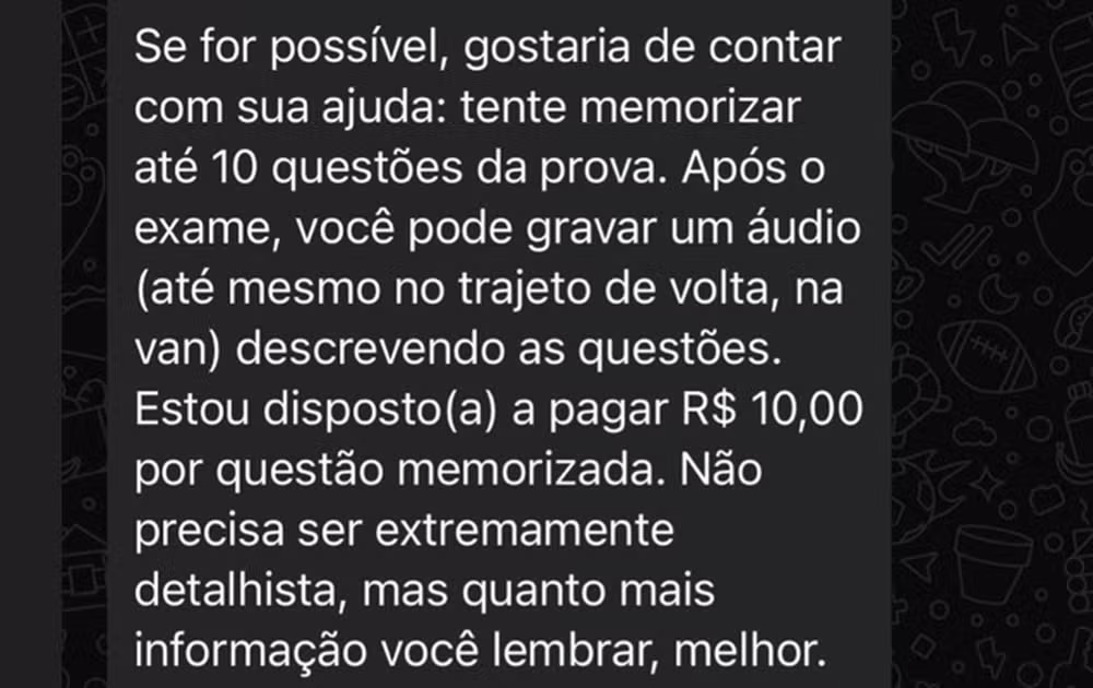 Edcley desembolsava R$ 10 por cada questão decorada