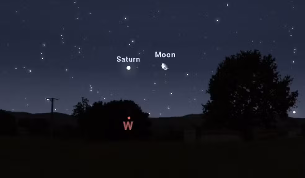 Simulação do céu observado à meia-noite