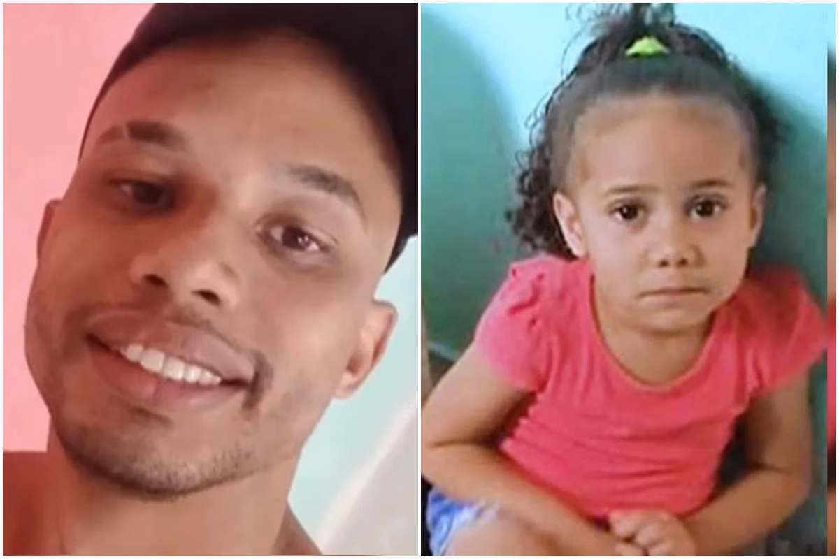 Lucas Silva Souza, 29 anos, e a filha Emanuelle Lourenço Silva Souza, de 3 anos