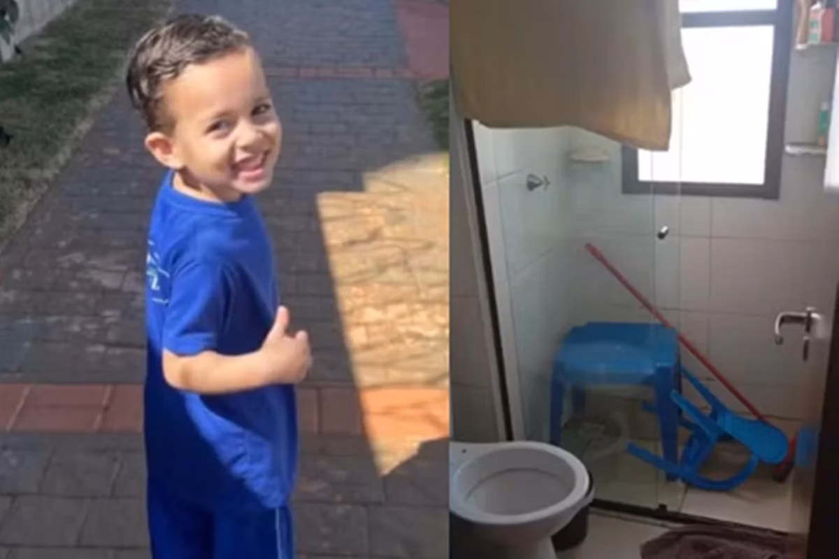 A perícia constatou que a criança usou uma mesa e uma cadeira plásticas infantis para conseguir alcançar a janela do banheiro