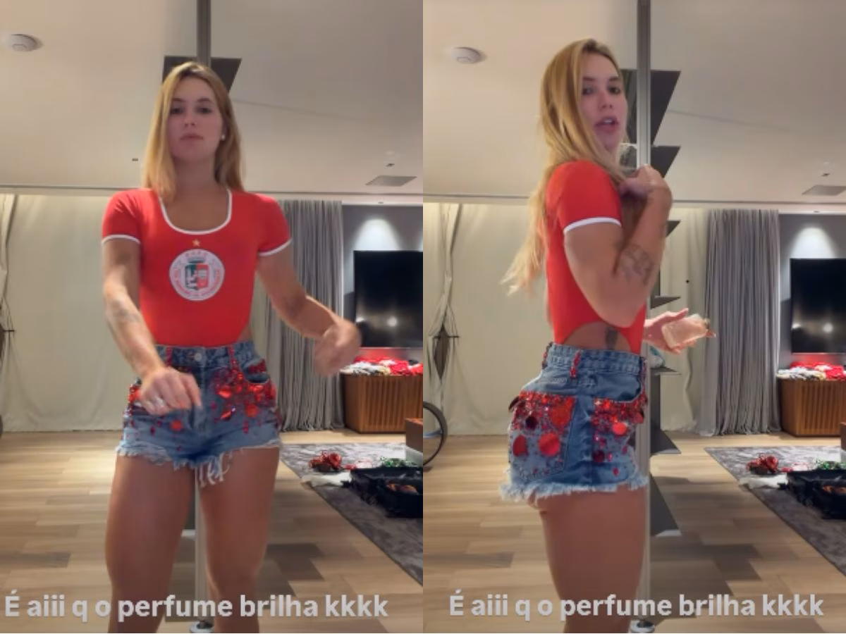 Virginia aposta em mini short e body colado para a noite de preparação da escola