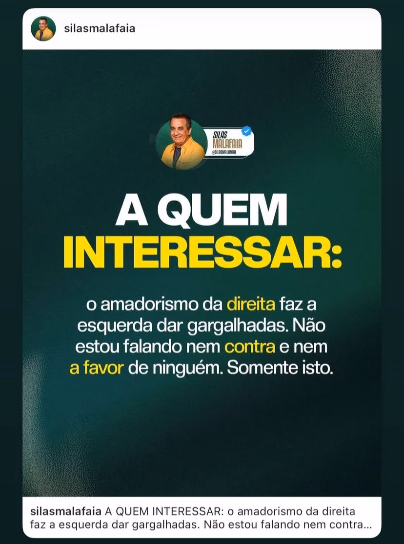 Pastor se pronunciou pelas redes sociais