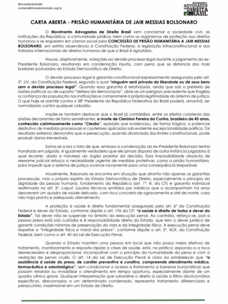 Documento em formato de carta aberta