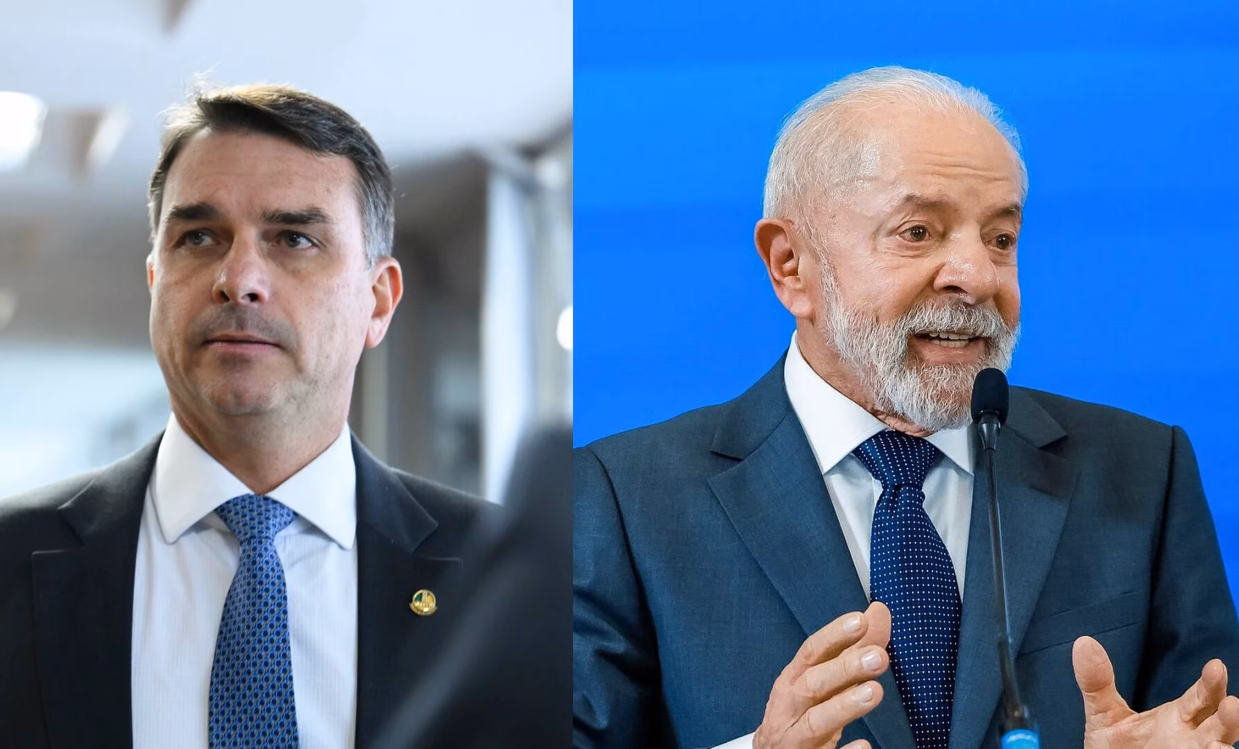 Flávio Bolsonaro ao lado de Lula