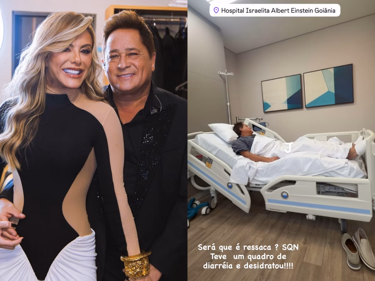 Poliana Rocha ficou ao lado do marido durante a internação e passou a noite no hospital com o sertanejo