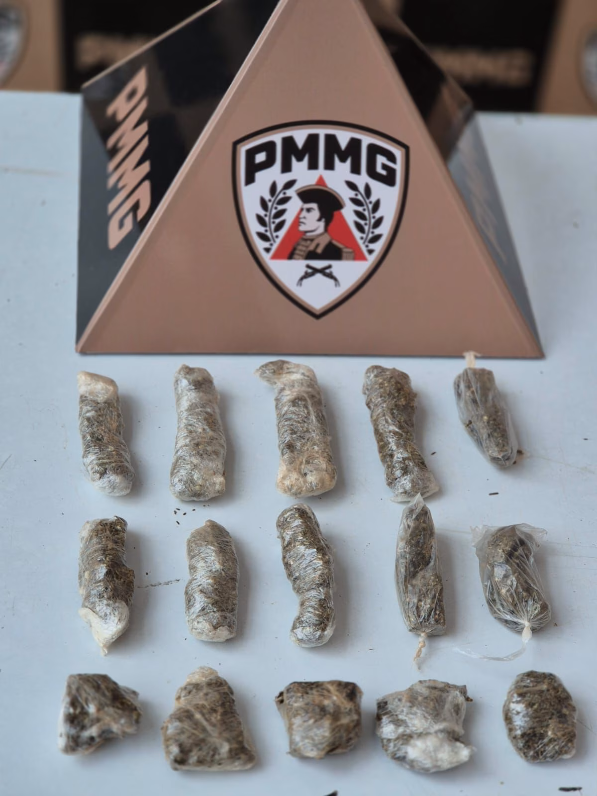 No interior do objeto, os policiais localizaram 15 buchas de maconha, reforçando a suspeita de tráfico de drogas