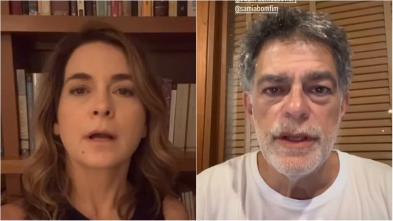 Os atores Cláudia Abreu e Eduardo Moscovis, no ar em novelas da Globo. 