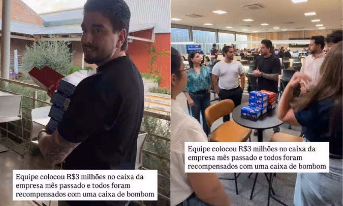 Empresa bate meta e chefe dá caixa de bombom com 
