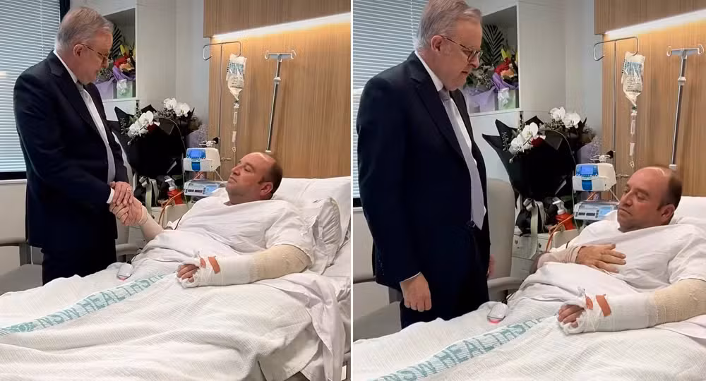 Ahmed al Ahmed com o primeiro-ministro da Austrália, Anthony Albanese