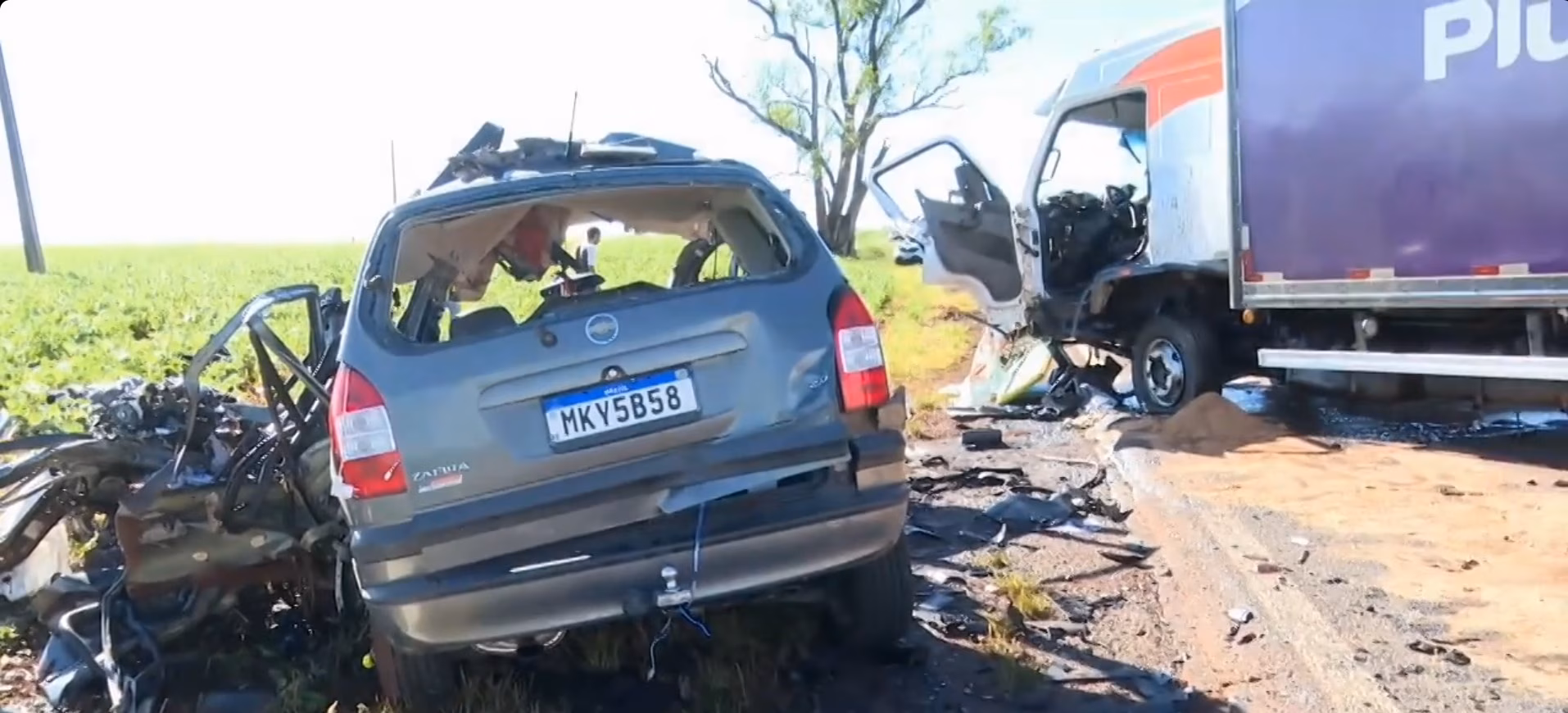O caminhão bateu de frente com um carro, no qual estavam Alexandre Cordeiro, de 39 anos, e Adriana da Silva Souza Cordeiro, de 37 anos, os filhos Miguel de Souza Cordeiro, de 10 anos, dois bebês gêmeos de 9 meses, e o sobrinho Elano Gabriel de Oliveira, de 15 anos.
