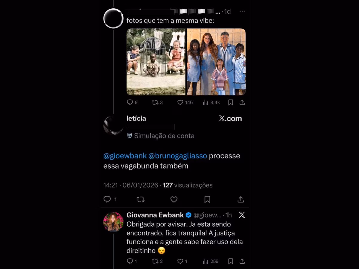 A apresentadora afirmou que entrará na Justiça para responsabilizar os autores pelas ofensas dirigidas à sua família