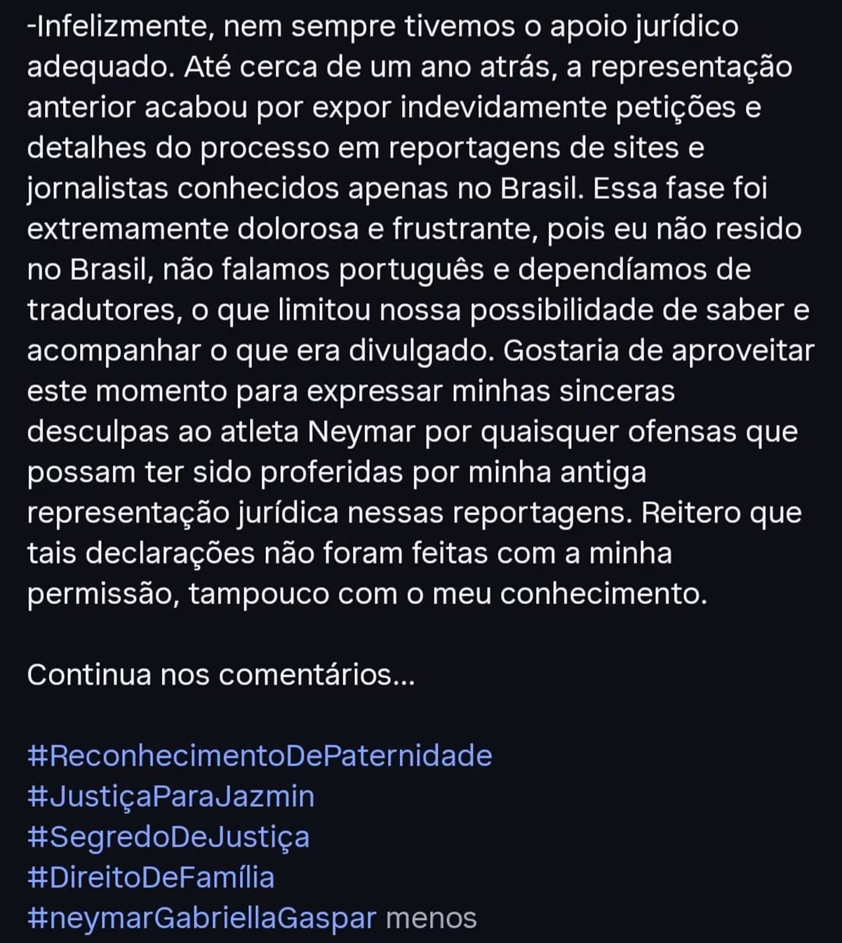 Gabriella Gáspár usou o Instagram, neste início de ano, para lamentar a demora nos resultados do exame da filha, Jázmin Zoé, de 12 anos