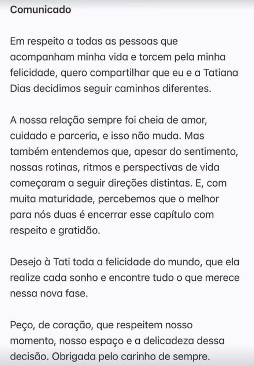 Lauana Prado anuncia fim do noivado com Tati Dias