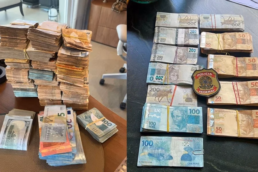 Polícia Federal (PF) apreendeu uma grande quantia em dinheiro, além de carros, joias e relógios importados.