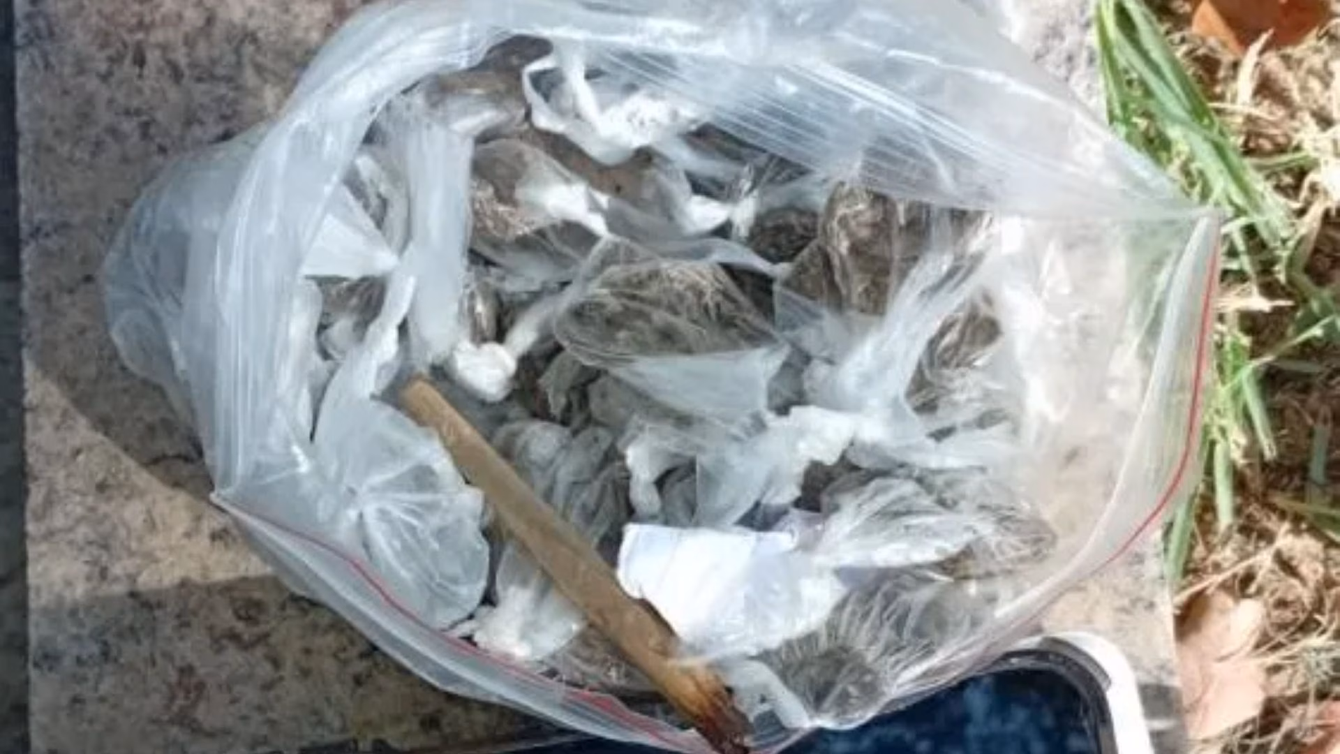 Ao perceber a aproximação da equipe, o suspeito demonstrou nervosismo e se levantou de forma repentina, atitude que motivou a realização de uma busca pessoal.