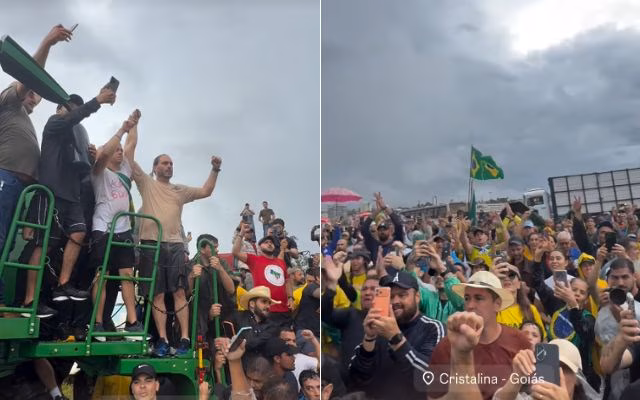 Nikolas e Carlos Bolsonaro em Cristalina (GO) Fotos: 