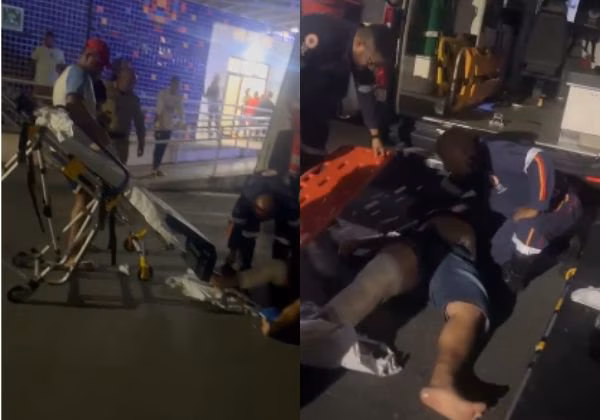 Paciente caiu da maca ao ser colocado em ambulância do Samu durante atendimento na UPA de Brotas, em Salvador; caso foi registrado em vídeo por familiares.