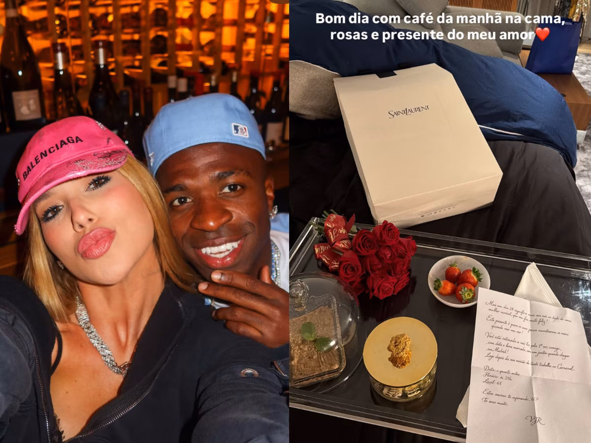 Café da manhã na cama, presente e declaração: Vini Jr. surpreende Virginia nos 3 meses de namoro