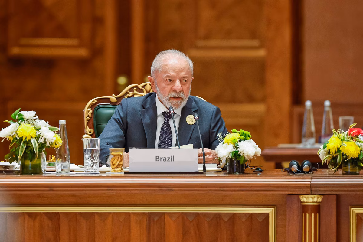 Lula durante em evento no Centro de Convenções Bharat Mandapam, em Nova Délhi na Índia