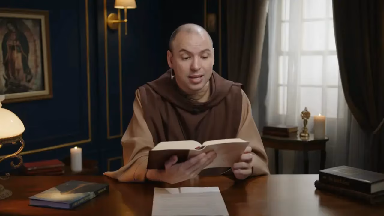 Frei Gilson durante transmissão de oração do Santo Rosário