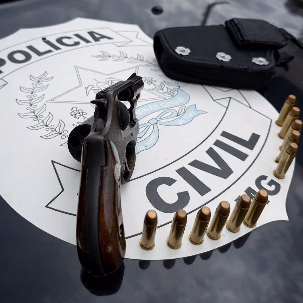 Diante da ameaça, os policiais montaram um cerco e conseguiram conter o suspeito, apreendendo um revólver calibre .38 municiado. A ação rápida impediu a fuga e neutralizou o risco representado pela arma de fogo em via pública.