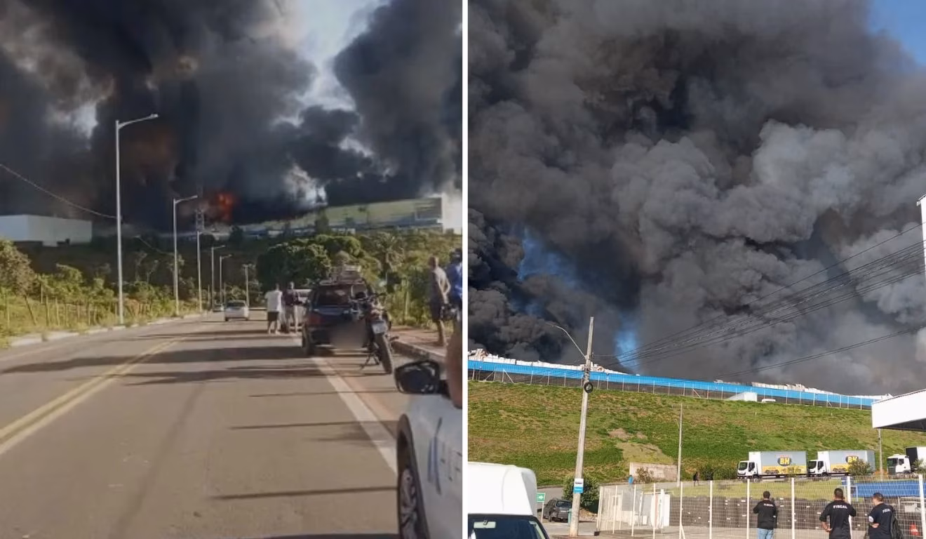 Incêndio atinge galpão do centro de distribuição do BH, em Viana (