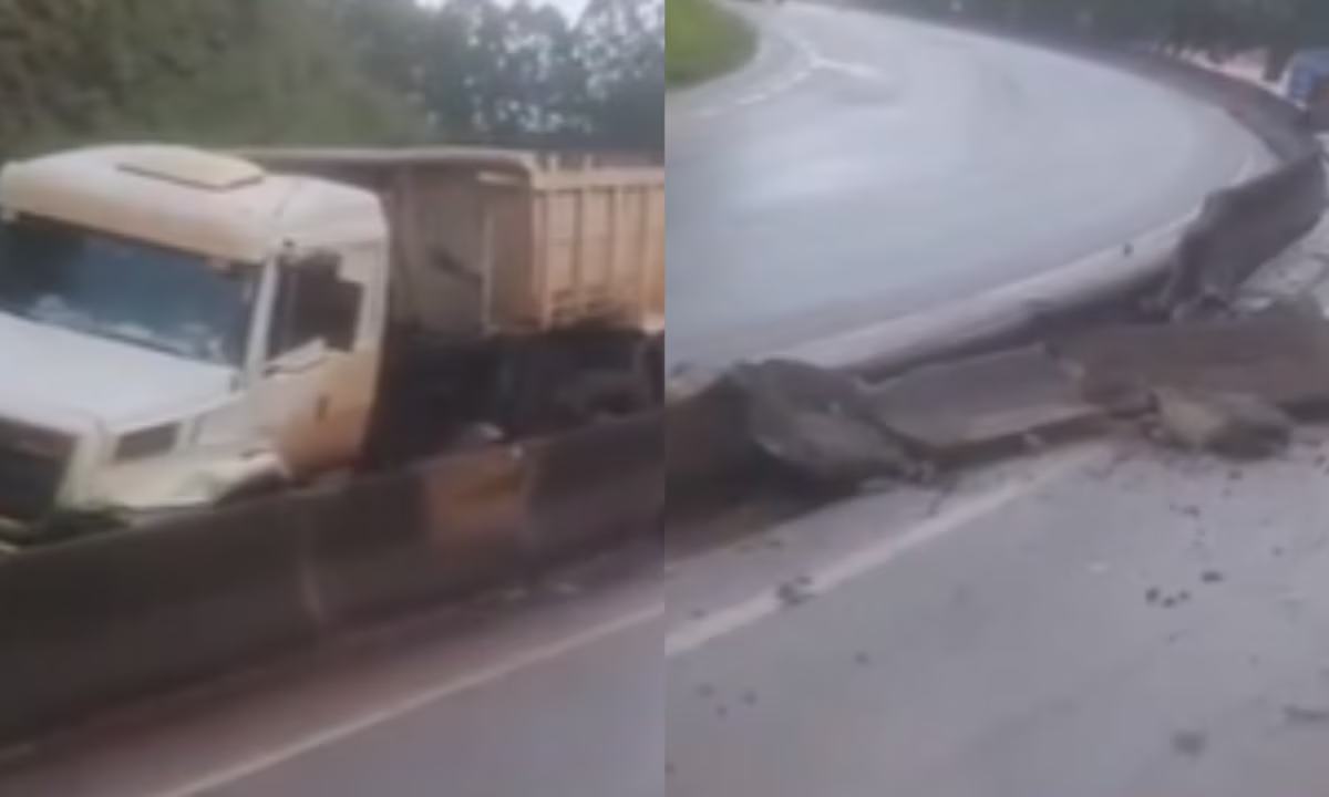 Com o impacto da carreta, a mureta de concreto que separa as pistas foi destruída, obrigando a interdição da faixa da esquerda no sentido São Paulo para atendimento da ocorrência e garantia da segurança dos motoristas que passam pelo local. 