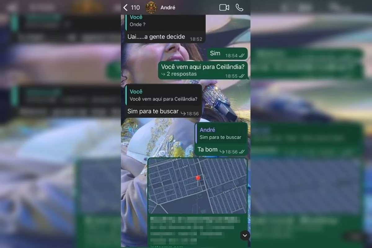 Mensagens trocadas entre vítima e o suspeito