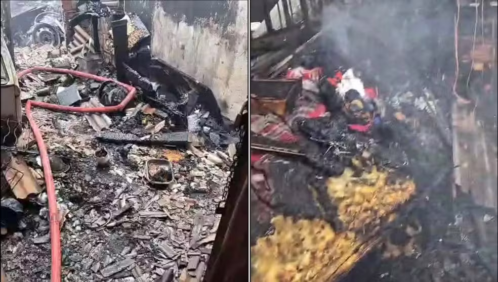 Segundo os militares, a casa tinha três cômodos, era de alvenaria e possuía estrutura de madeira no telhado. Quando as equipes chegaram, o incêndio já estava em desenvolvimento. Na primeira vistoria, não havia pessoas no interior da residência, apenas animais domésticos.