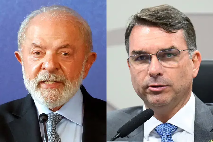 O presidente Luiz Inácio Lula da Silva e o senador Flávio Bolsonaro 