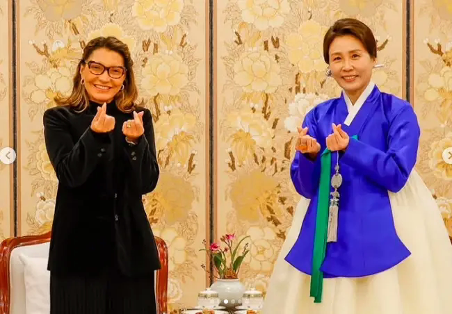 A primeira-dama Janja durante viagem à Coreia do Sul
