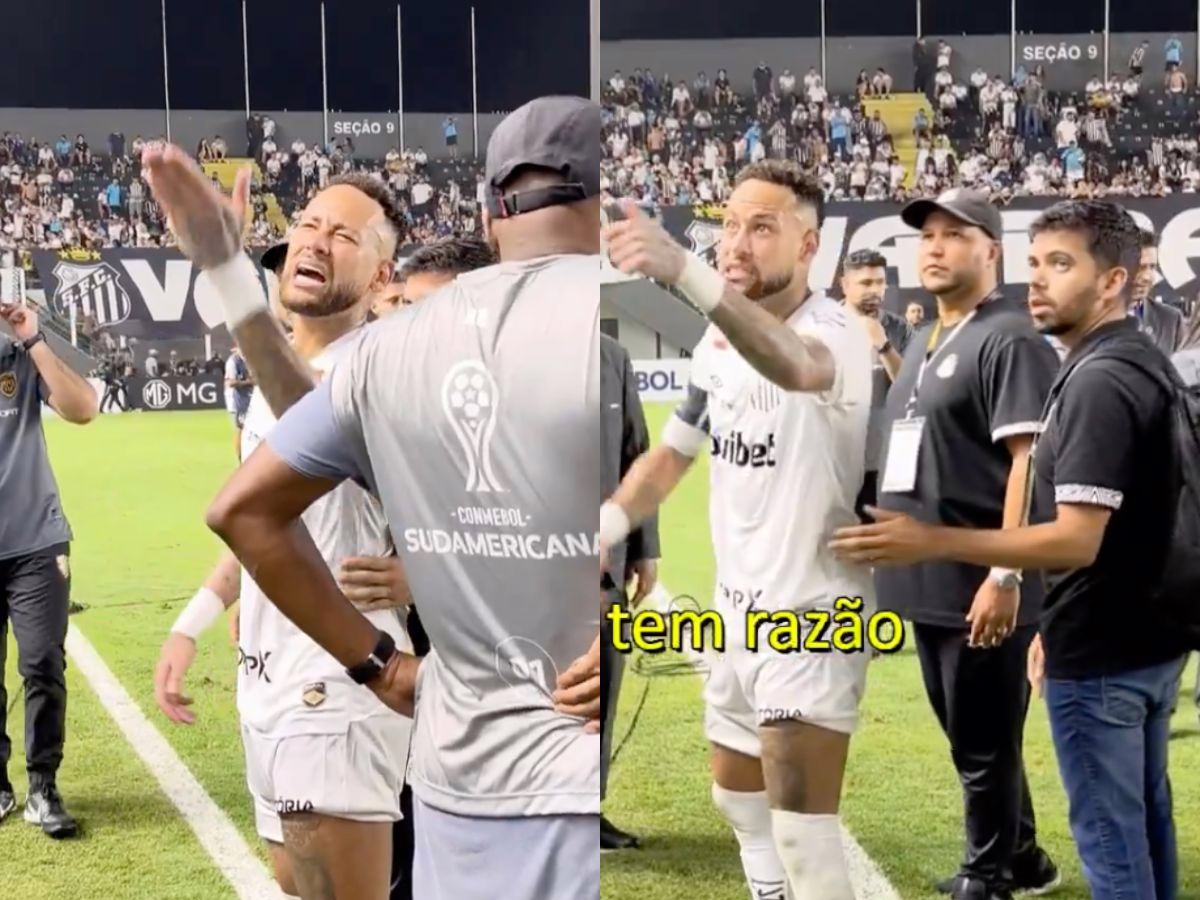 Neymar discutindo com torcedor