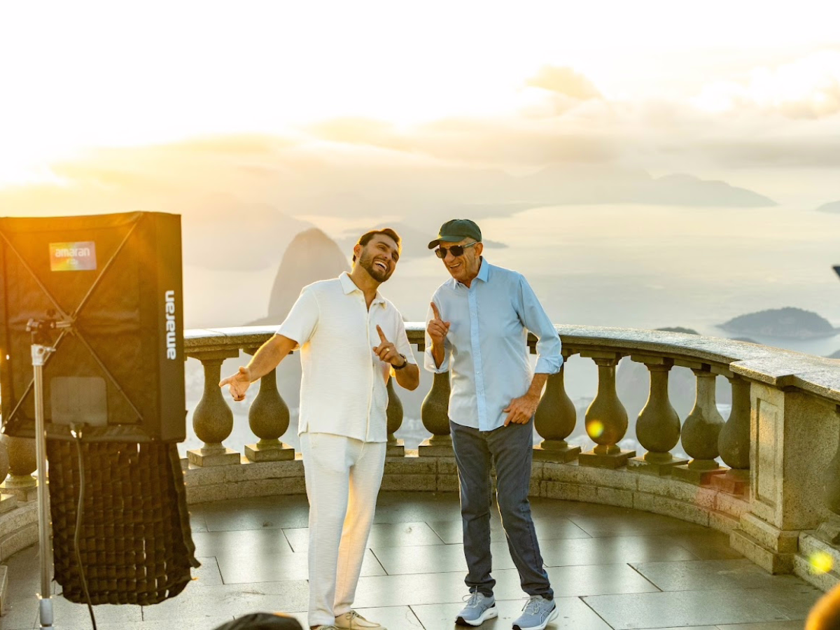 Mano Walter e Fagner na gravação da música 