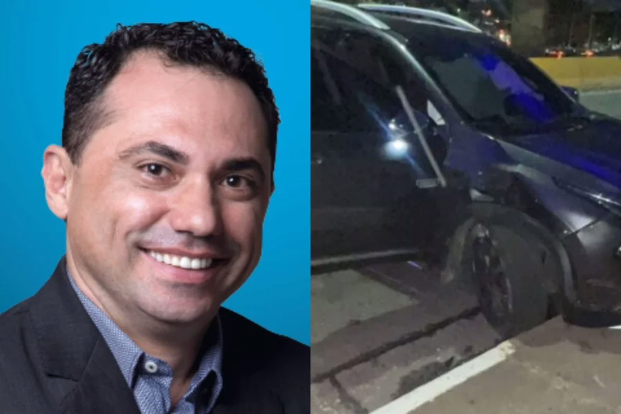 Depois de bater nos carros e atropelar irmãos em moto, ex-vereador de Diadema (SP) abandonou veículo e fugiu.