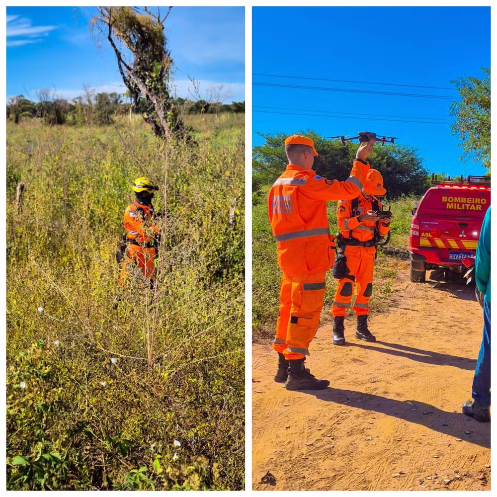 Bombeiros usaram drone durante as buscas