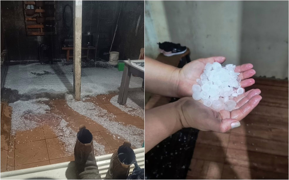 Chuva de granizo cobre ruas e forma camada de até 30 cm de gelo em bairros de Ilicínea, MG