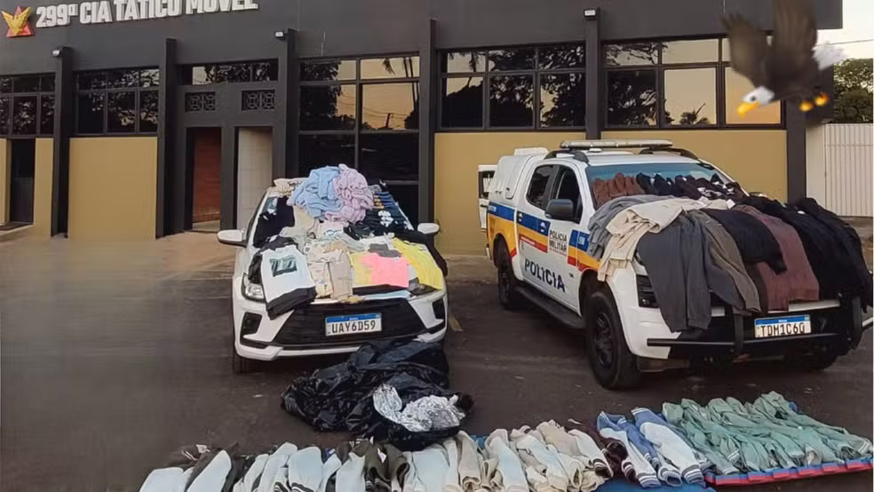 Trio é preso na BR-050 com mais de R$ 50 mil em roupas furtadas de shopping de Uberlândia