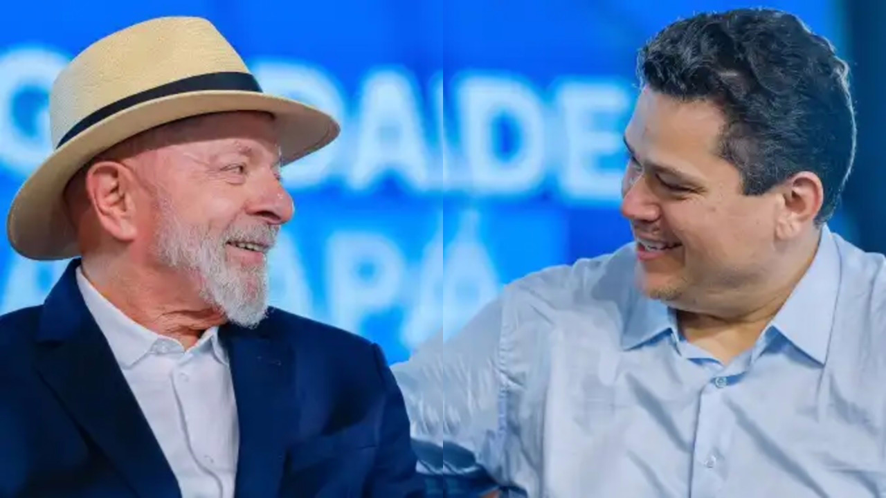O presidente Lula (esq.) e o presidente do Senado, Davi Alcolumbre (dir.)