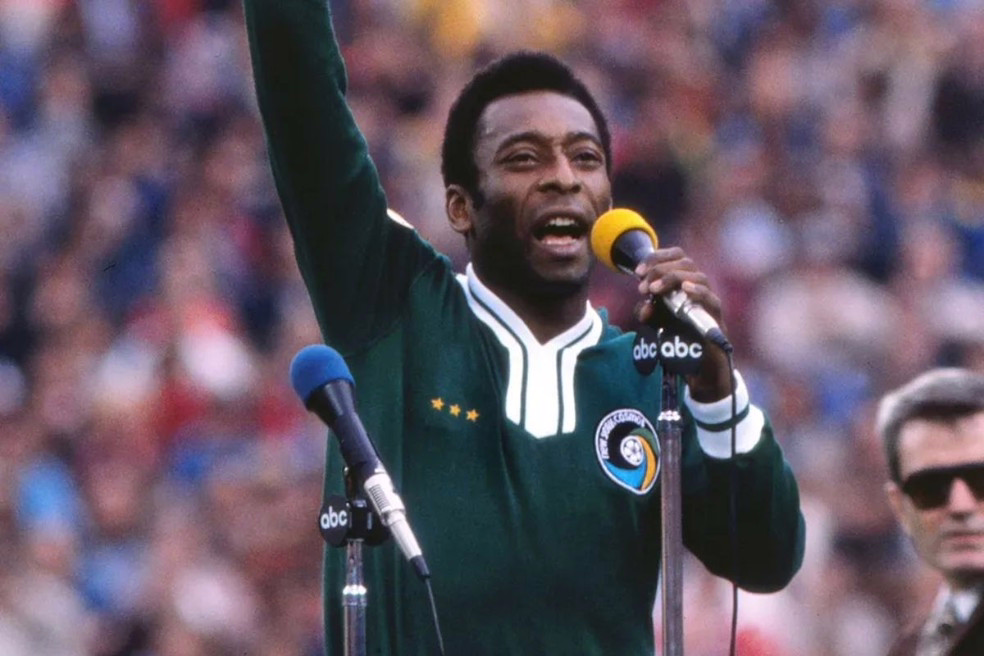 Pelé durante sua despedida dos gramados, em 1977