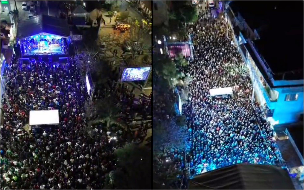 Shows da Festa de Agosto atraem milhares de pessoas à Praça do Rosário, em São Tomé das Letras (MG)