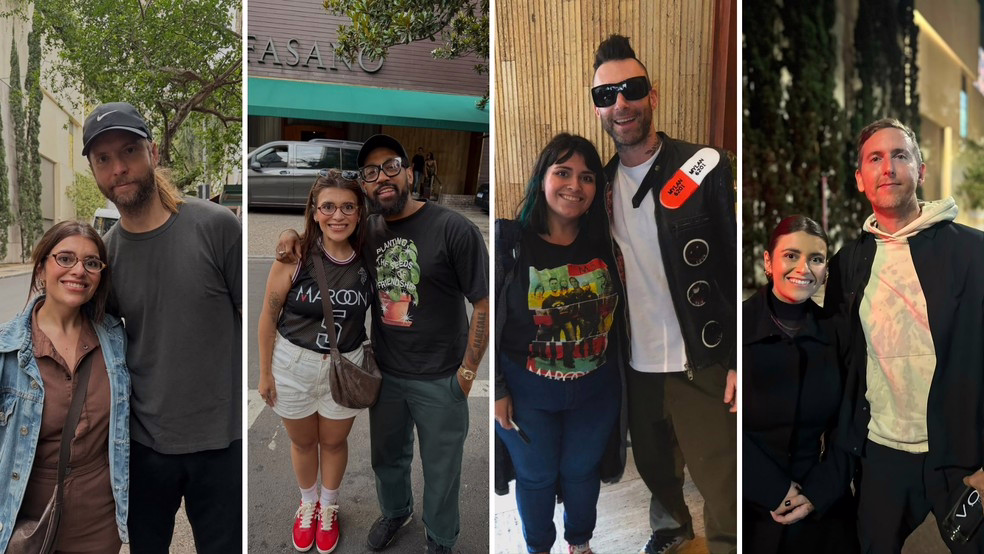 Giovanna Stanzione ao lado de James, na extrema esquerda, PJ Maron, à esquerda, Adam, à direita, e Jesse, na extrema direita