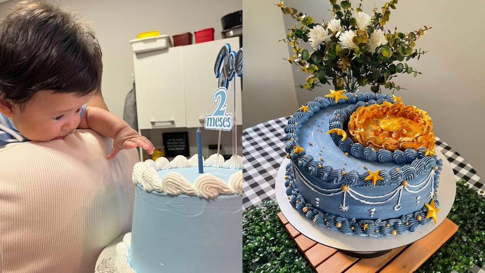 O primeiro bolo confeitado feito por Jymmo e o bolo lua e sol, uma das criações preferidas da confeiteira