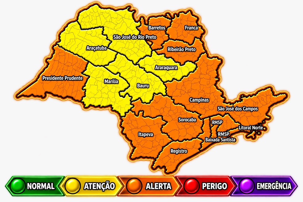 Defesa Civil de São Paulo alerta para a possibilidade de ventos fortes e rajadas intensas em várias regiões do estado