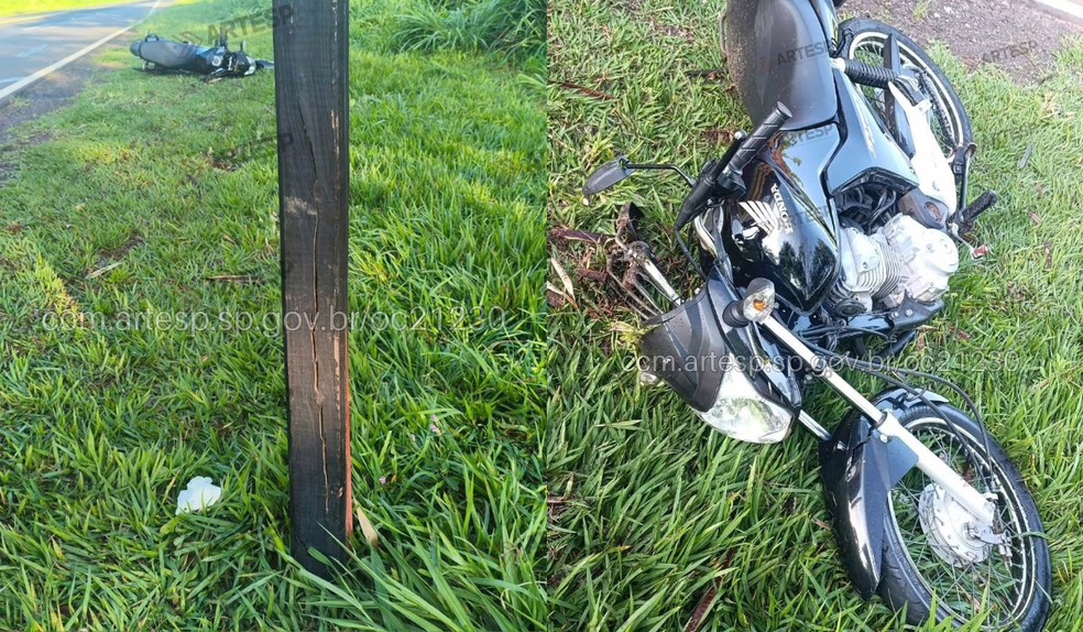 Motociclista morre após pneu traseiro estourar e veículo colidir com placa em rodovia de Flórida Paulista (SP)