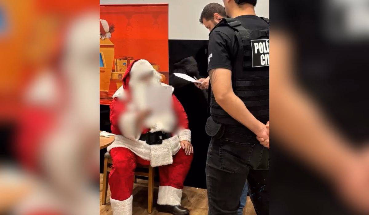 Vídeo mostra Papai Noel sendo preso por estupro de criança em shopping de Lages