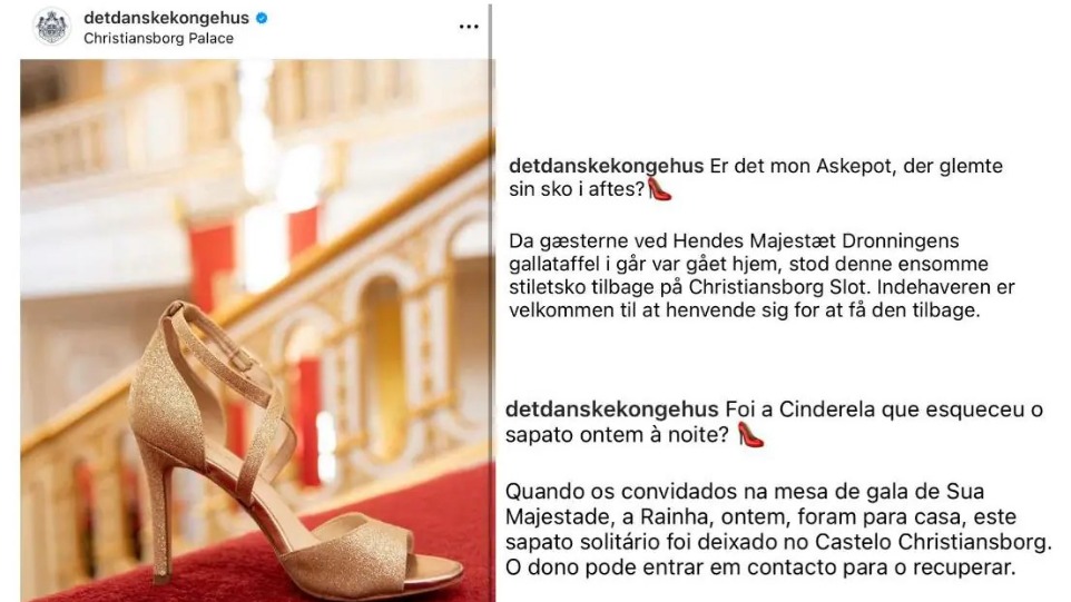 Convidada perdeu um dos sapatos durante o aniversário príncipe Christian, da Dinamarca — Foto: Reprodução/Redes sociais